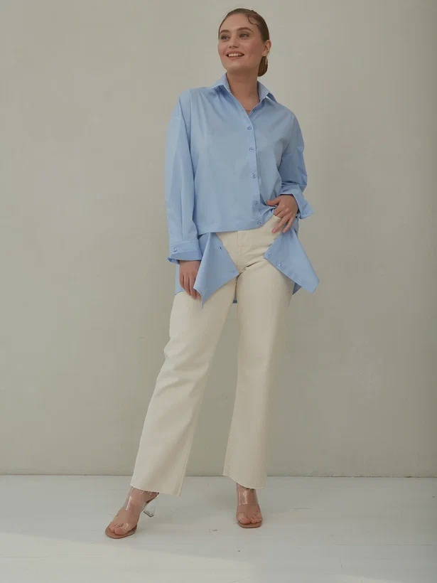 Рубашка-трансформер свободного кроя с отстегивающимся низом в двух цветах