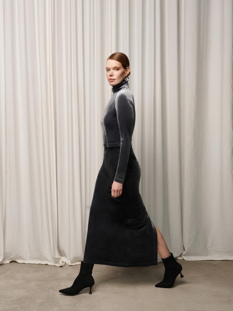 Юбка-макси из велюра