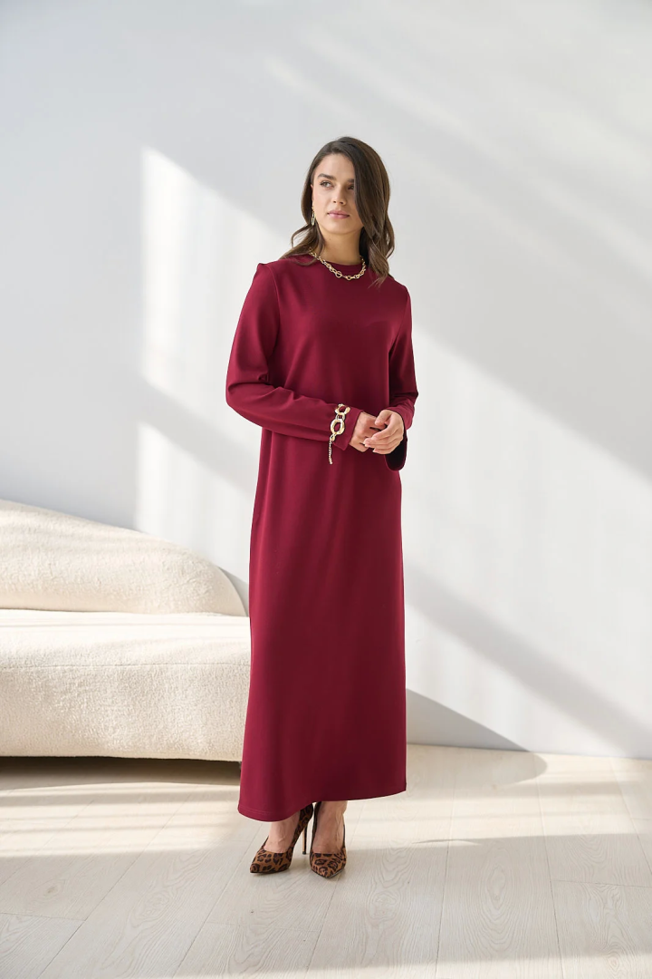 Бордовое платье длинное
