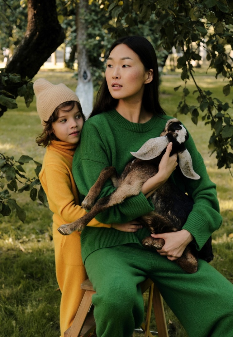 Джоггеры из кашемира детские "Цветочный Мед"