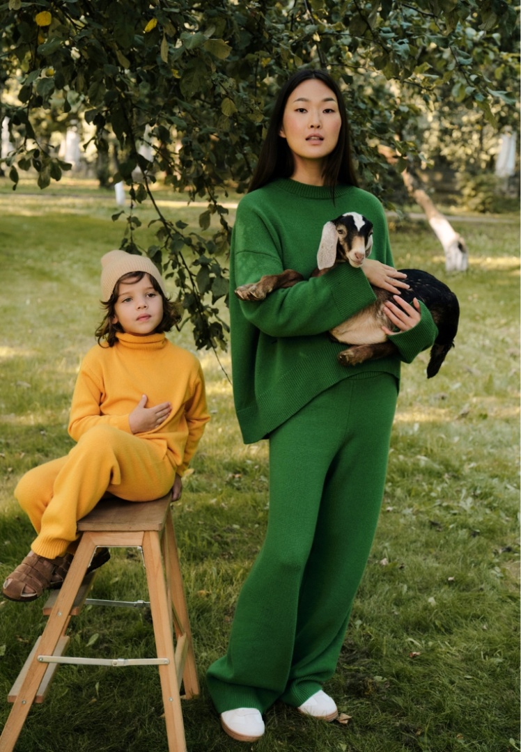 Брюки с манжетами из кашемира "Майская Зелень"