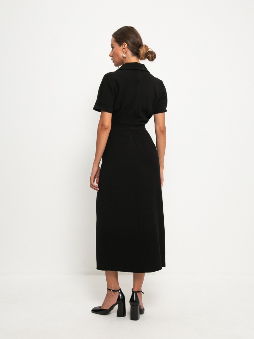 Платье с разрезом, Черный, XS