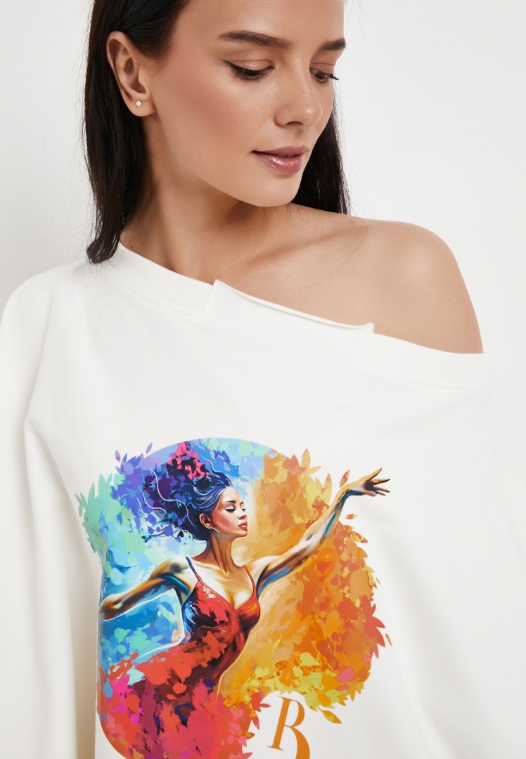 Футболка  Летучая мышь белая с принтом