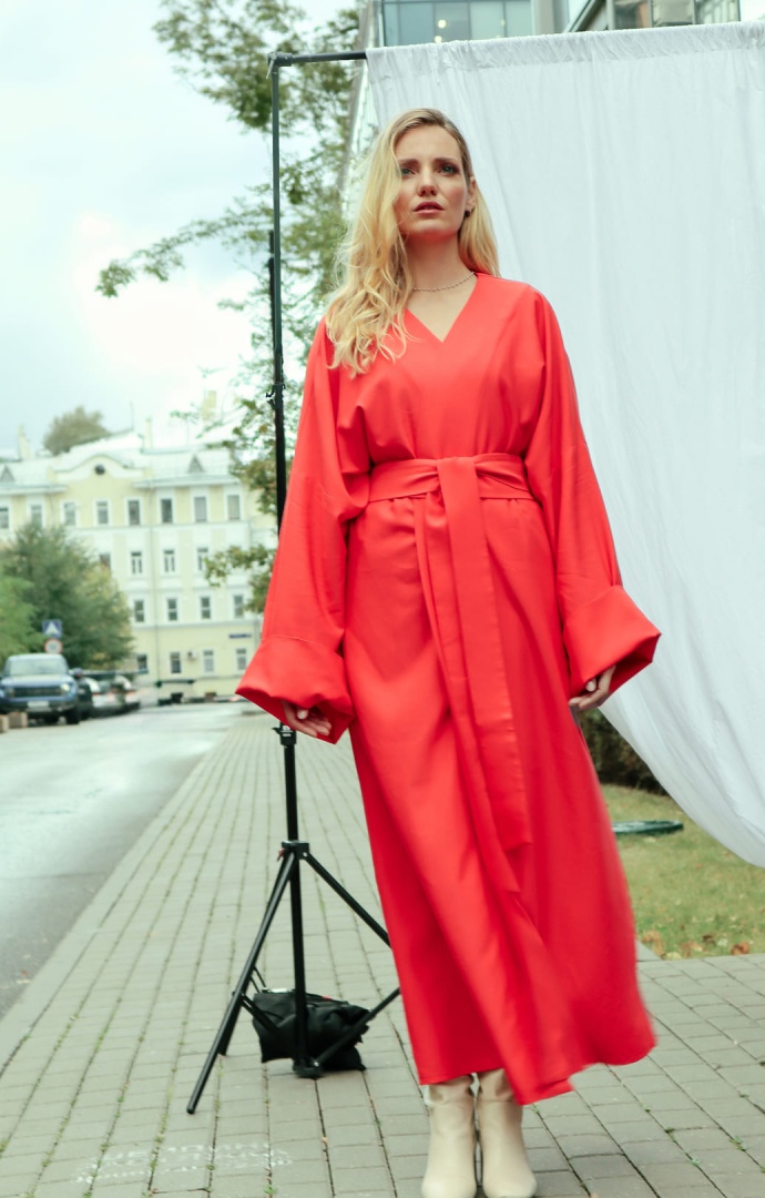 Шлафрок-платье на запах в крое кимоно  "от тебя пахнет любовью"