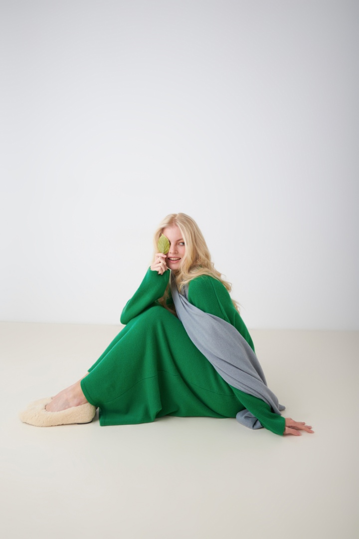 Юбка из кашемира "Майская Зелень"