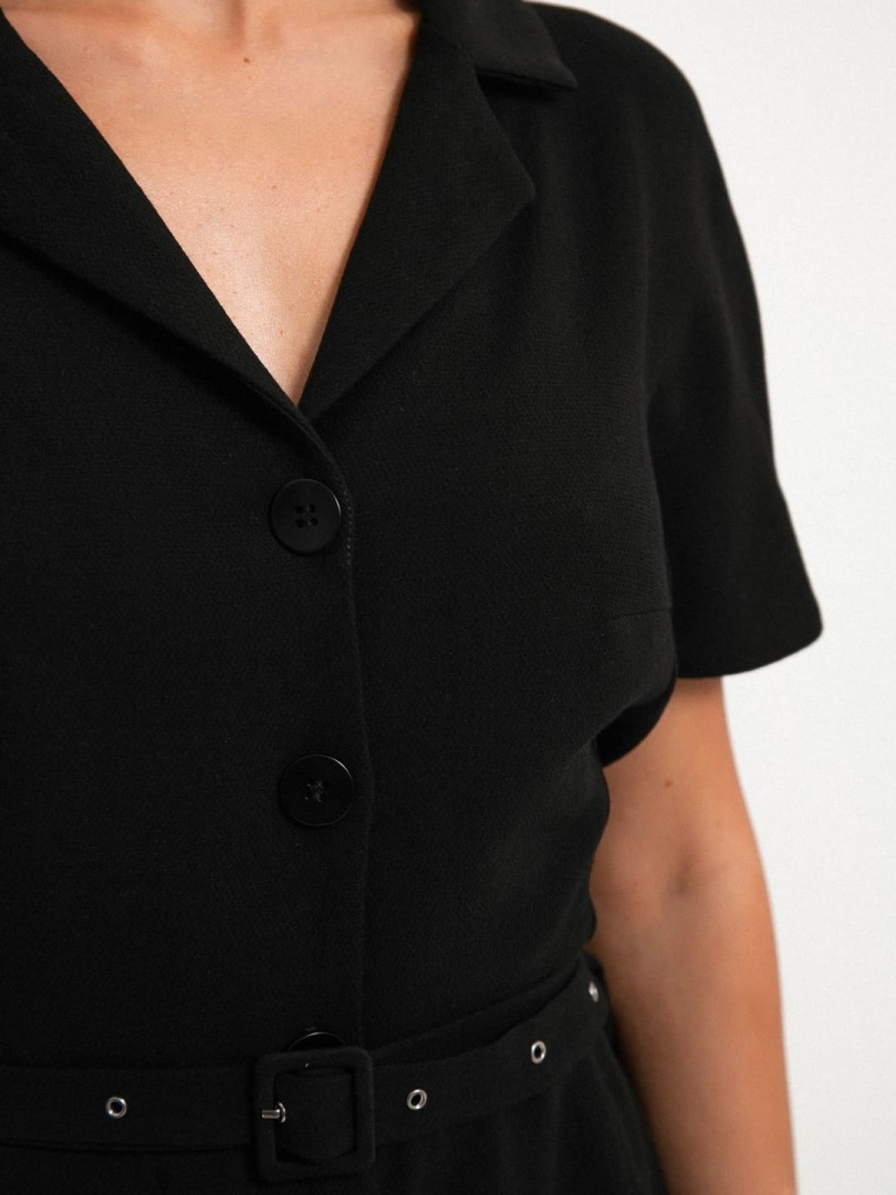 Платье с разрезом, Черный, XS