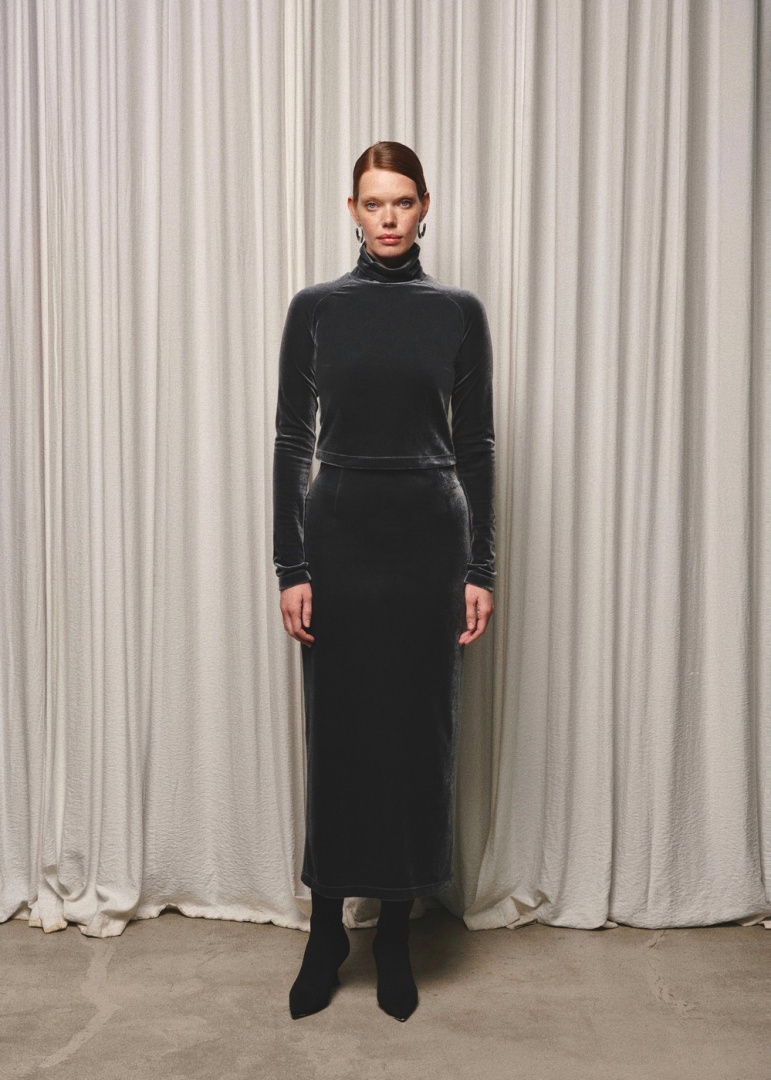 Юбка-макси из велюра