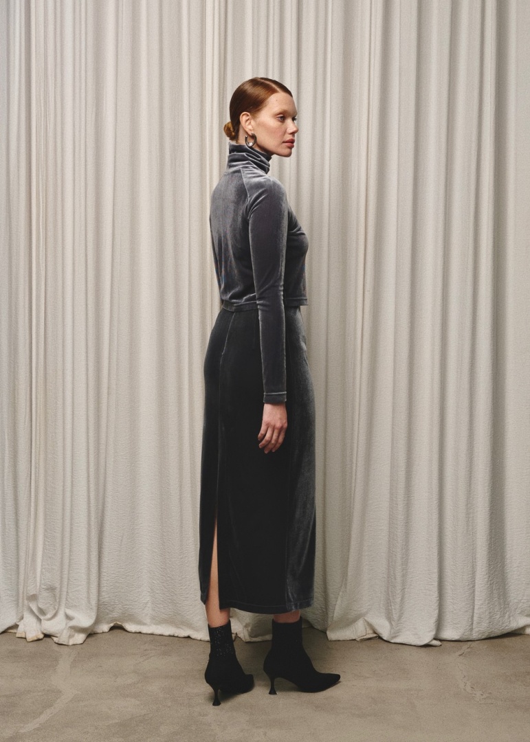 Юбка-макси из велюра