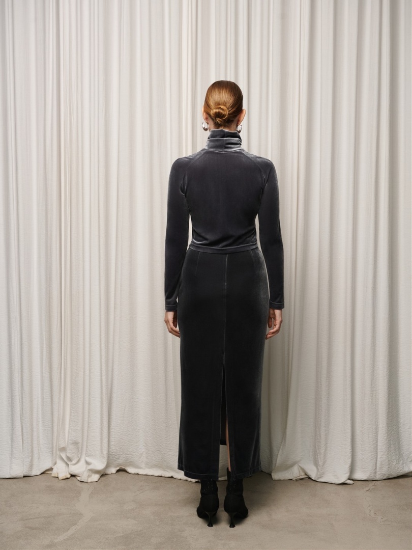 Юбка-макси из велюра