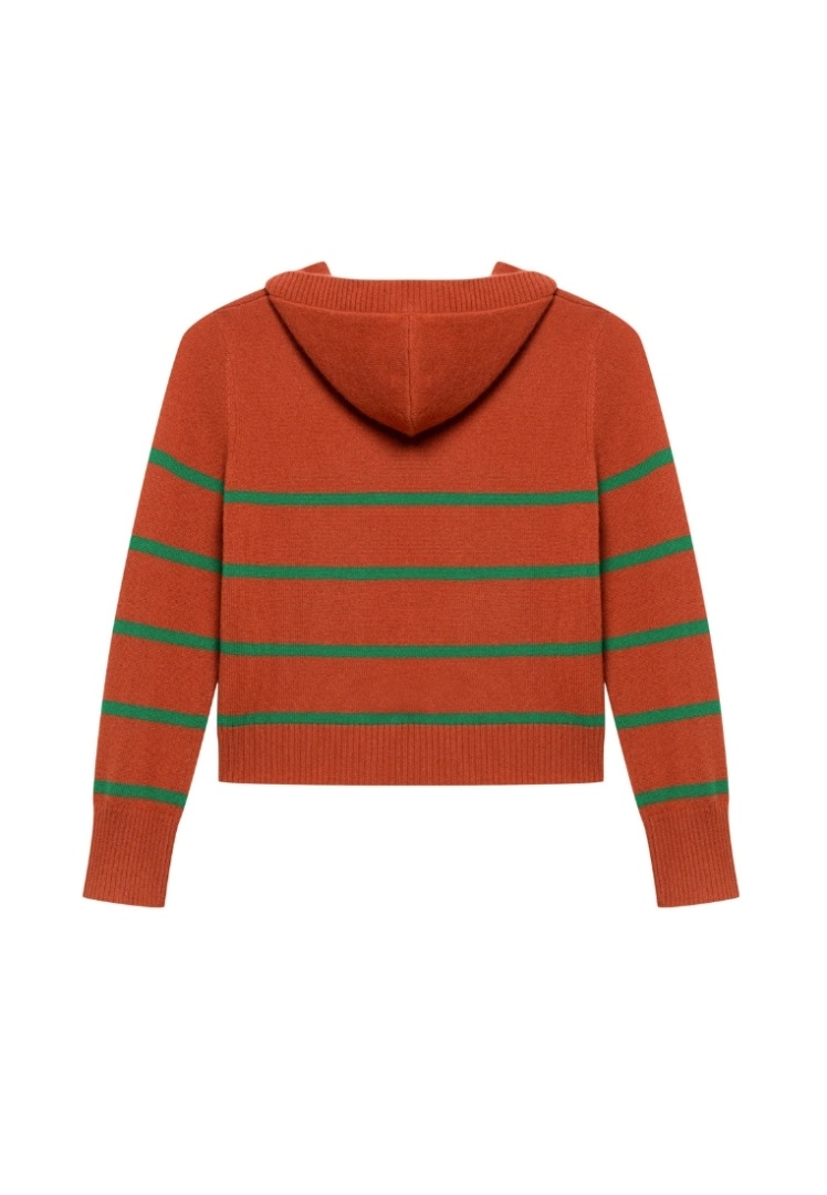 Худи из кашемира детское "Терракот с Зеленью"