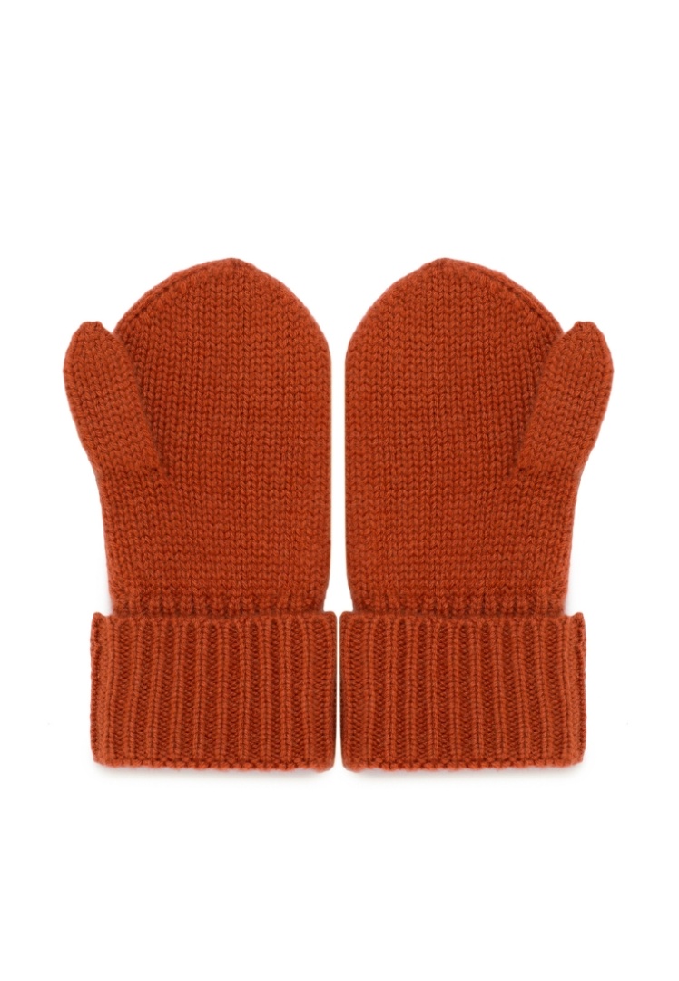 Варежки из кашемира детские "Терракотовый Закат"