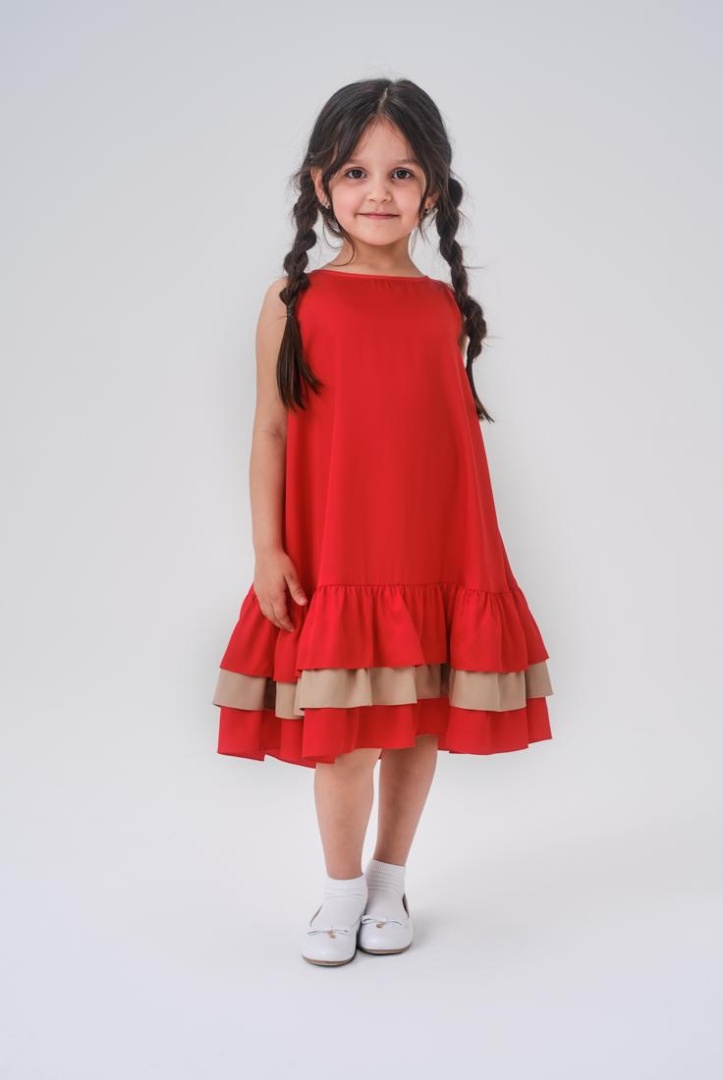 Сарафан-Кармен из шелкового бамбука детский "Алая Роскошь"